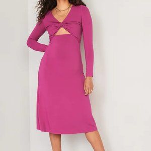 Fit & Flare Twist-Front Cutout Midi Dress